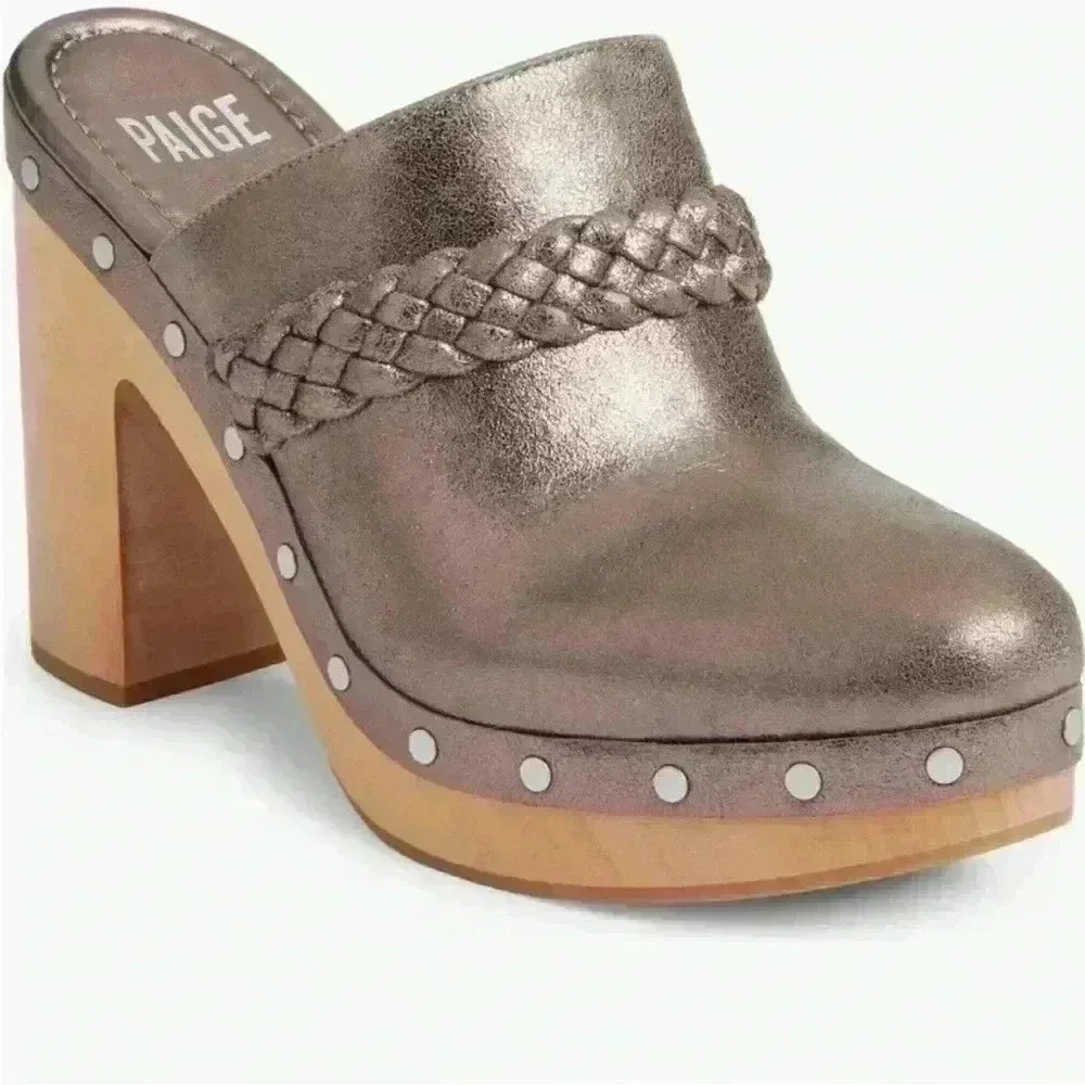 PAIGE Metallic Bronze Braided Clog Mules